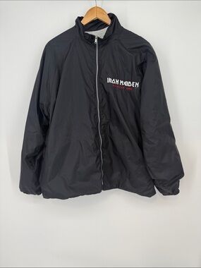 Iron Maiden Brave New World Tour 2001 Black Zip-Up Windbreaker Jacket